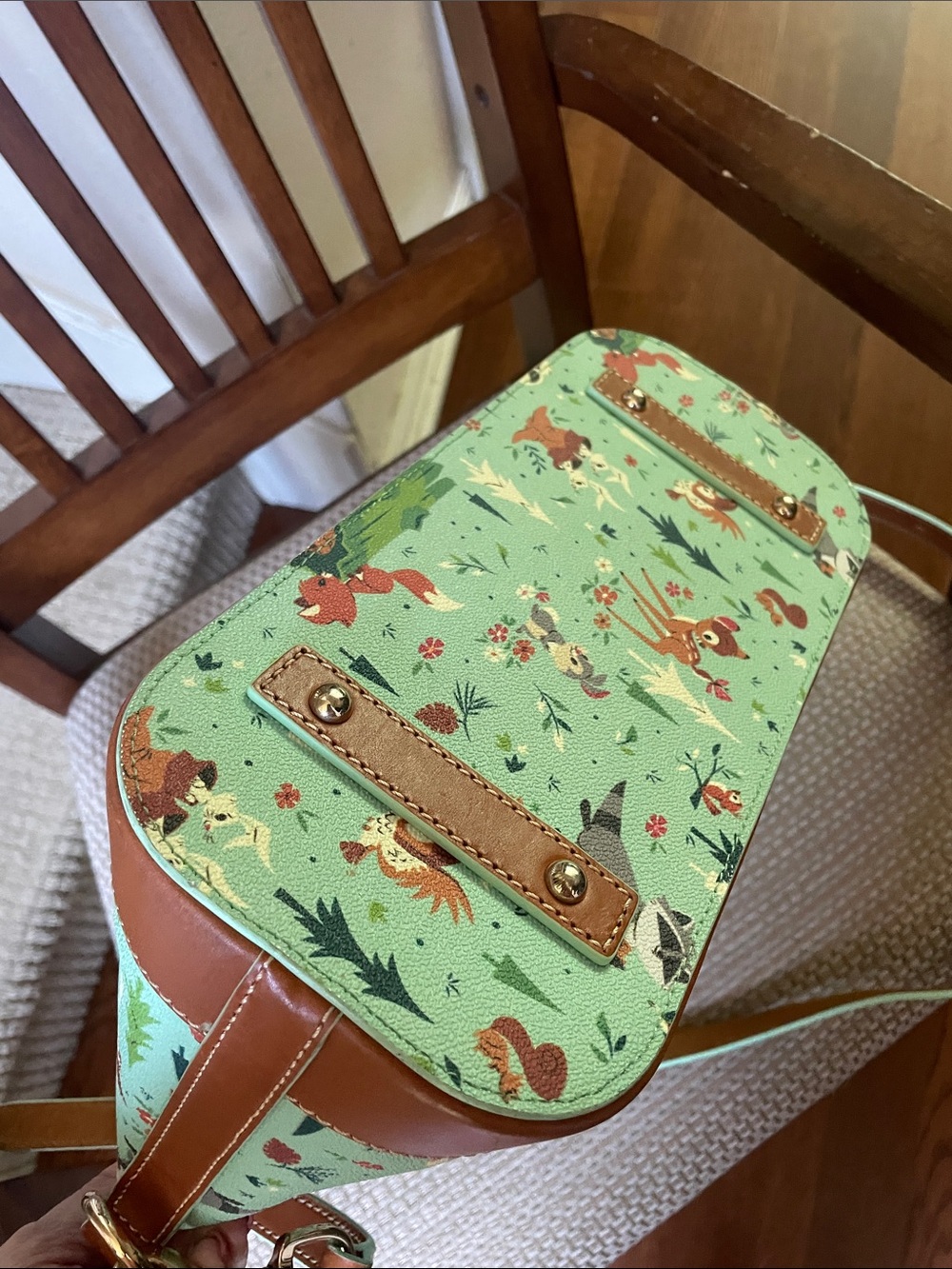 Disney Dooney & Bourke Mint Woodland Creatures Satchel with Brown Trim - Picture 4 of 6